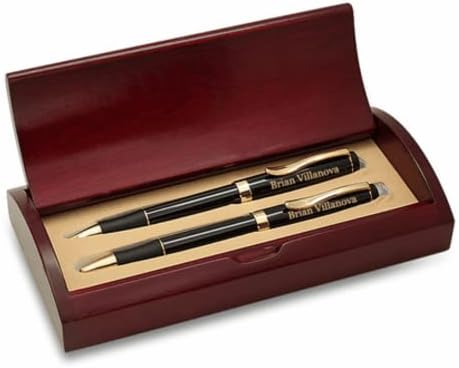 מתנה מנהלתית Shoppe | עט ועיפרון חרוט בכדורגל עם עט ועיפרון עם קופסת עץ | מתנה מנהלתית Shoppe